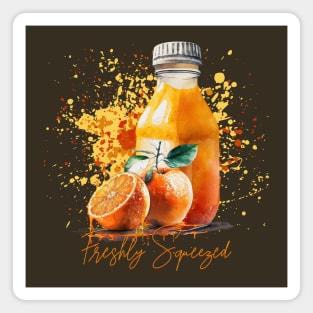 Watercolor Orange Juice Freshly Squeezed Magnet